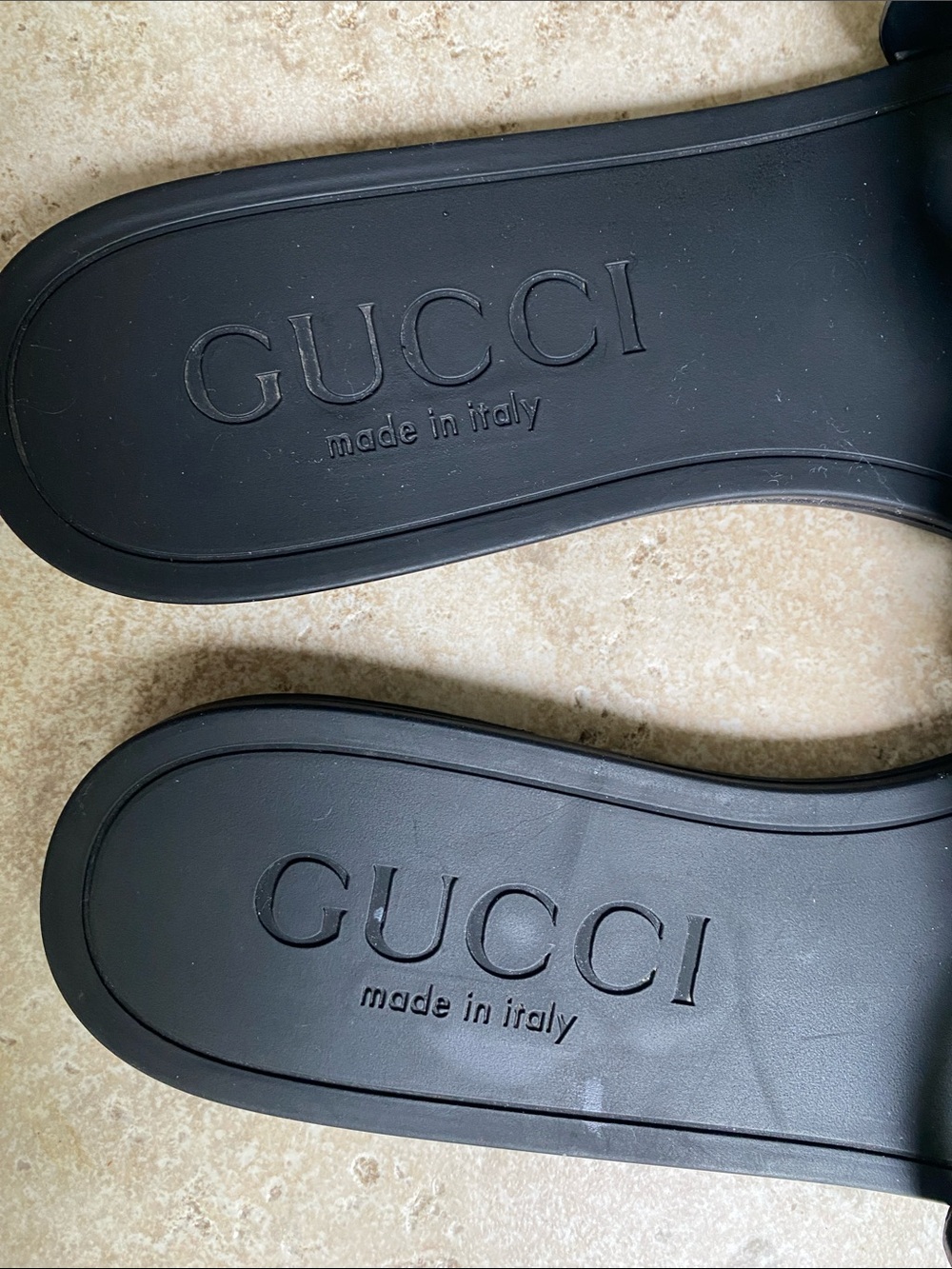 Gucci Matte Black GG Rubber Slide Sandals - Picture 10 of 16